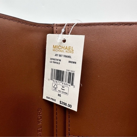 Michael Kors Lg Double Zip Wallet Wristlet & Trifold Wallet Brown | BUNDLE DEAL - Picture 12 of 13
